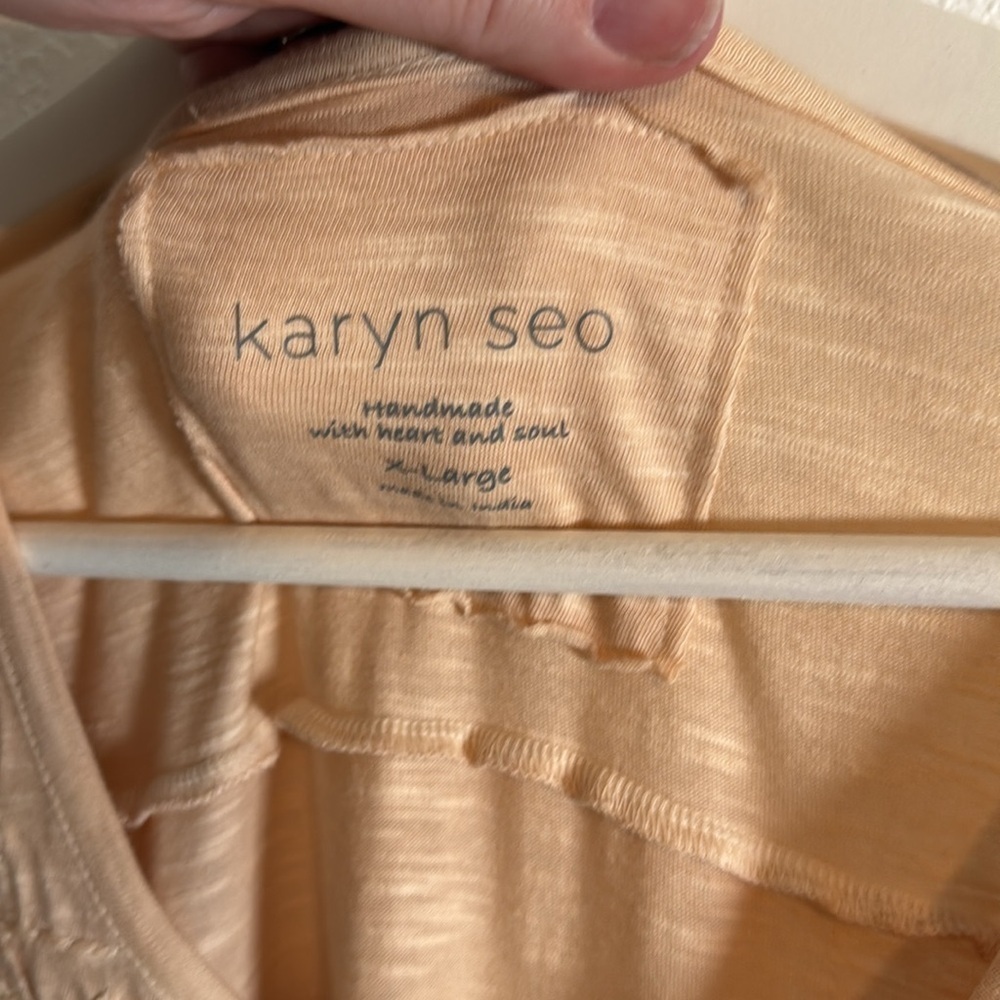 Karyn Seo Cream & Gray Dip Dye Handmade Embroidered Maxi Dress Size XL - Picture 4 of 8